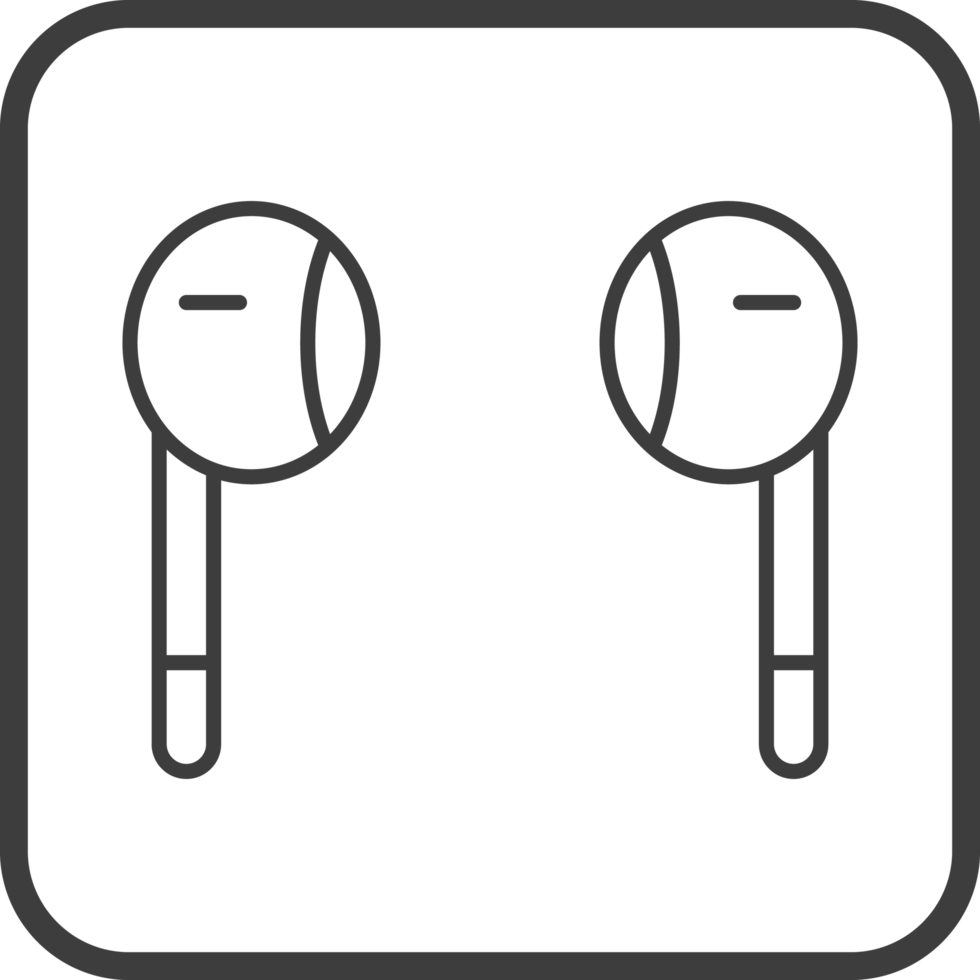 earphones icon in line black square frames, line icon png