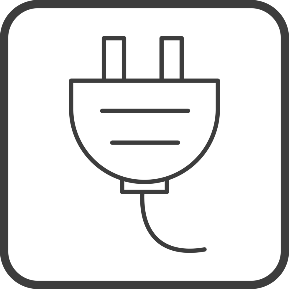 power plug icon in line black square frames, line icon png