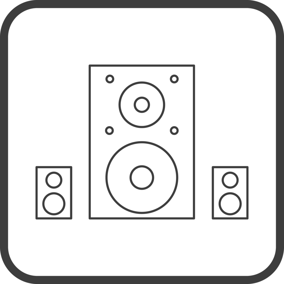speaker icon in line black square frames, line icon png