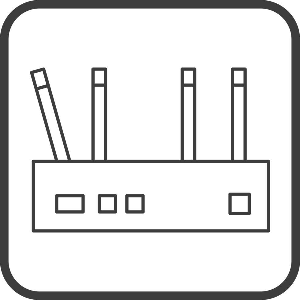 wifi router icon in line black square frames, line icon png