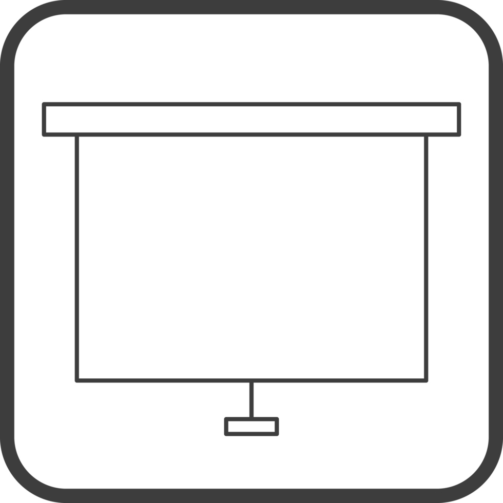 projector screen icon in line black square frames, line icon png