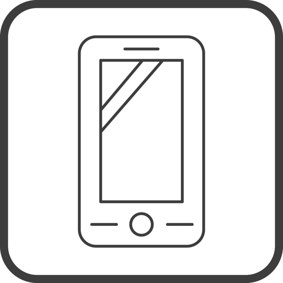 smartphone icon in line black square frames, line icon png