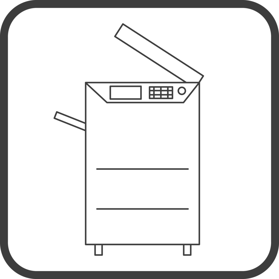 photocopier icon in line black square frames, line icon png