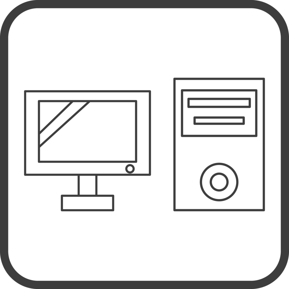 computer icon in line black square frames, line icon png