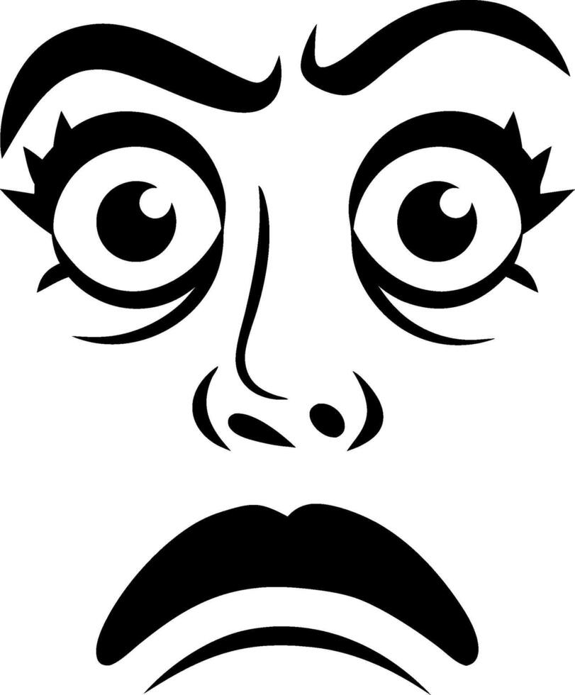 Dramatic Illustration of Surprised Face with Wide Eyes and Arched Eyebrows vector