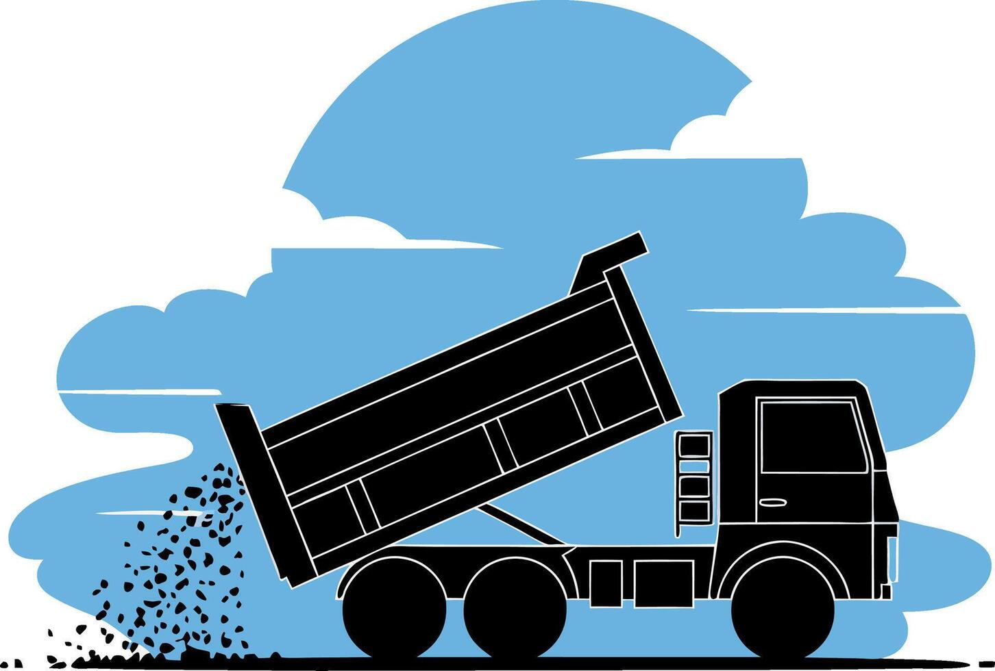 Dump Truck Unloading Gravel Construction Site Illustration vector