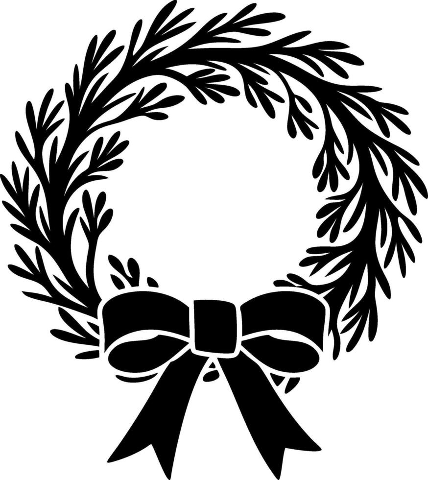 Elegant Laurel Wreath with Bow Art for Holiday Decor and Celebrations vector
