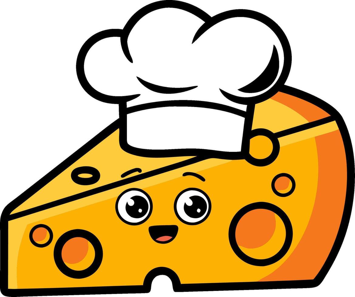 Cute Cheese Cartoon with Chef Hat Fun Illustration for Food Design vector