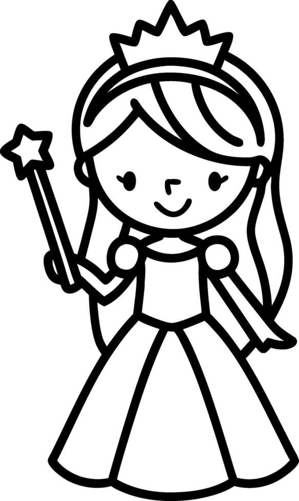 Cute Princess Outline Illustration for Kids Crafts and Design Projects vector