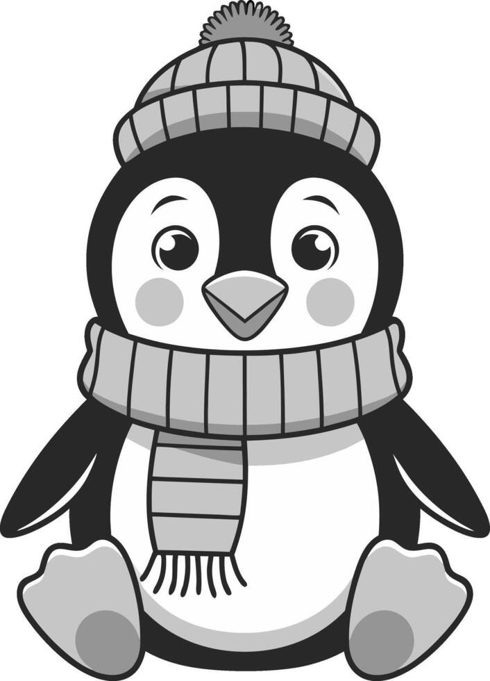 Cute Penguin Illustration with Winter Hat and Scarf for Seasonal Design vector