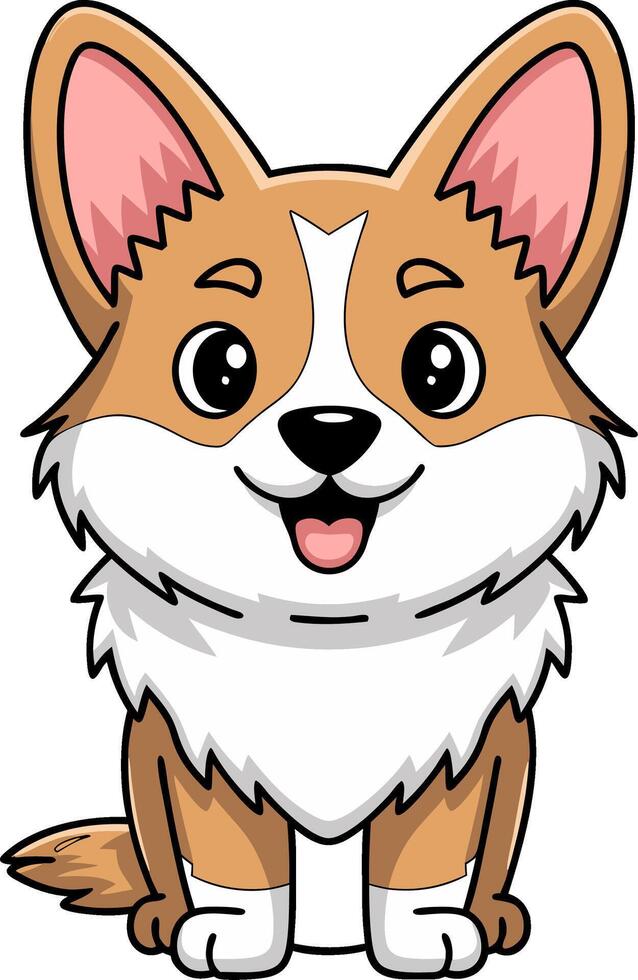 Cute Corgi Puppy Cartoon Illustration for Kids and Pet Lovers vector