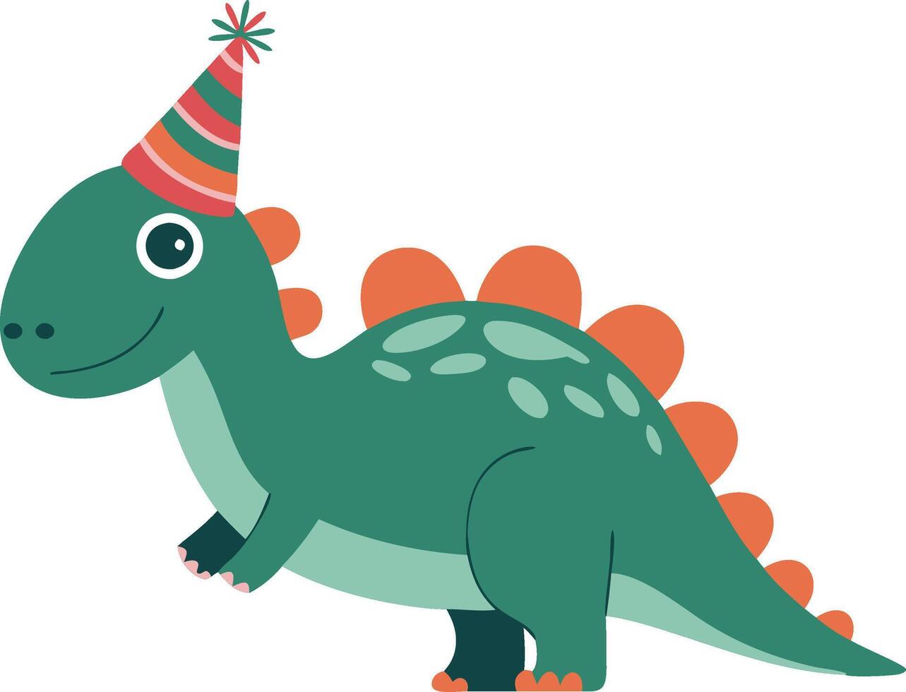 Cute Dinosaur with Party Hat Illustration for Kids Festive Themes vector