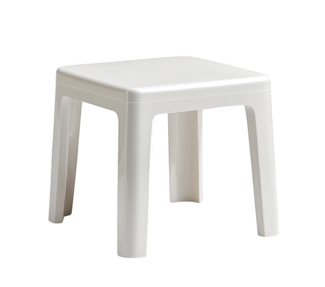 Minimalist white plastic stool isolated on transparent background png