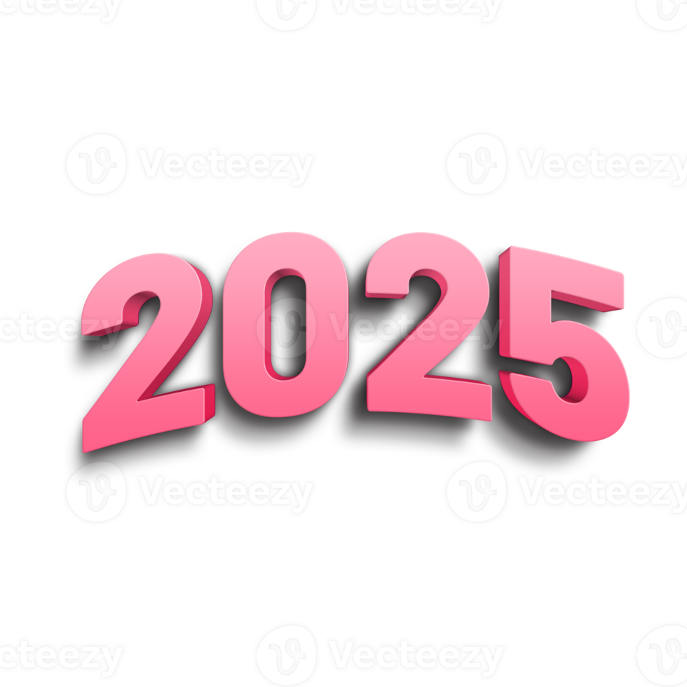 3D Pink 2025 Text with Shadow Effect png