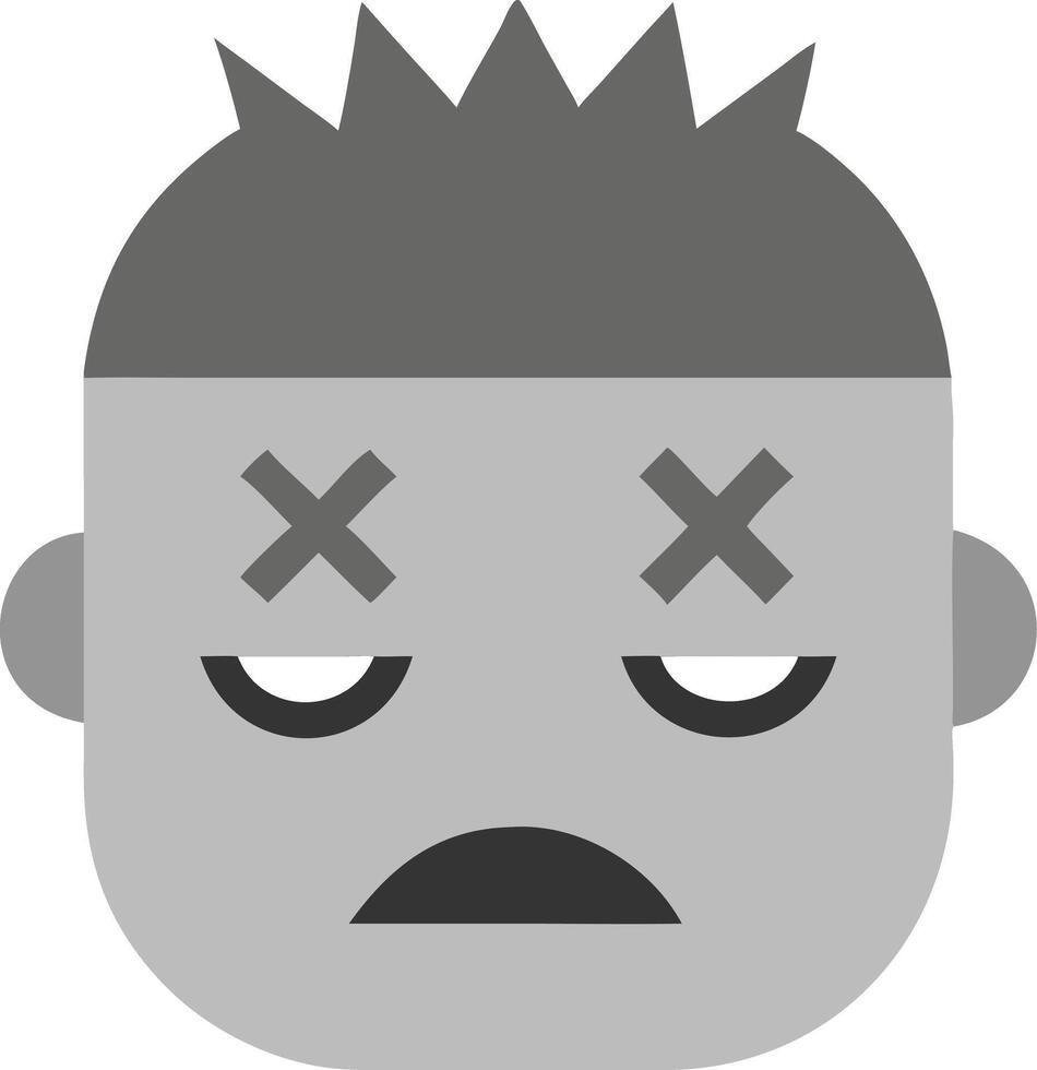 Cartoon Zombie Face Illustration with Crossed Eyes vector