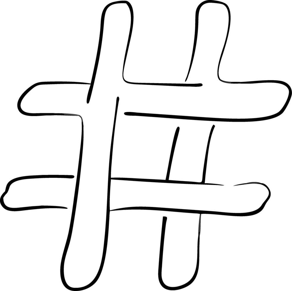 Hand Drawn Hashtag Symbol for Social Media and Communication Themes vector