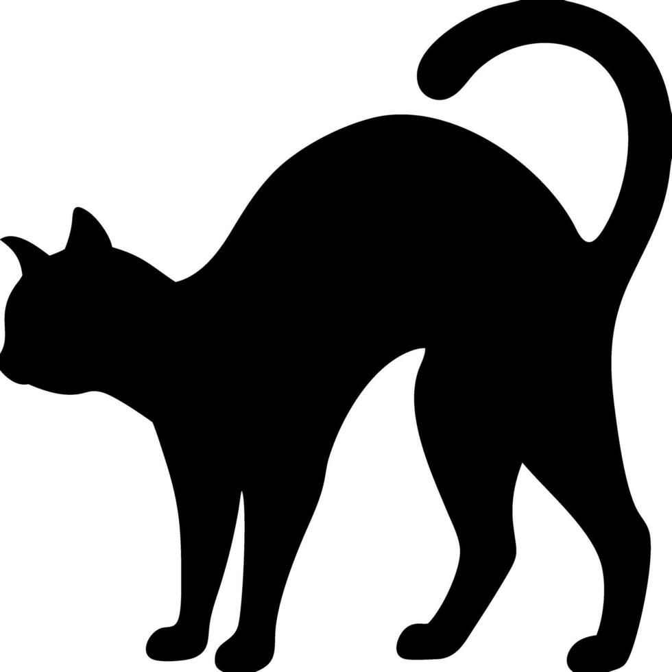 Silhouette of Black Cat Arching Back Symbolizing Mystery and Elegance Illustration vector