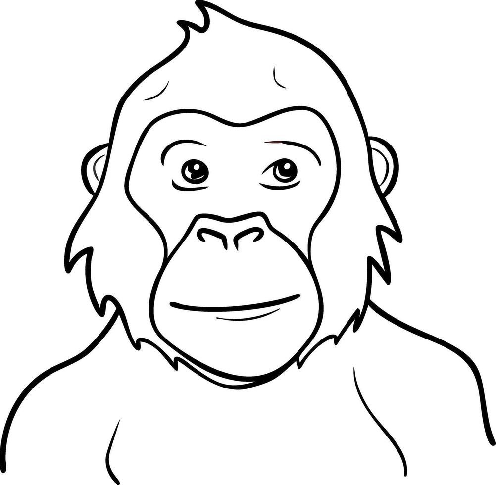 Gorilla Face Illustration Line Art for Graphic Design Projects vector