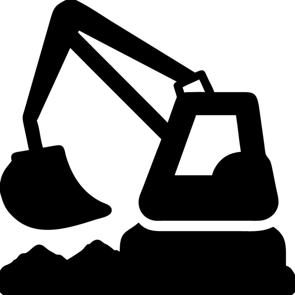 Excavator Construction Equipment Silhouette for Industrial and Engineering Projects vector