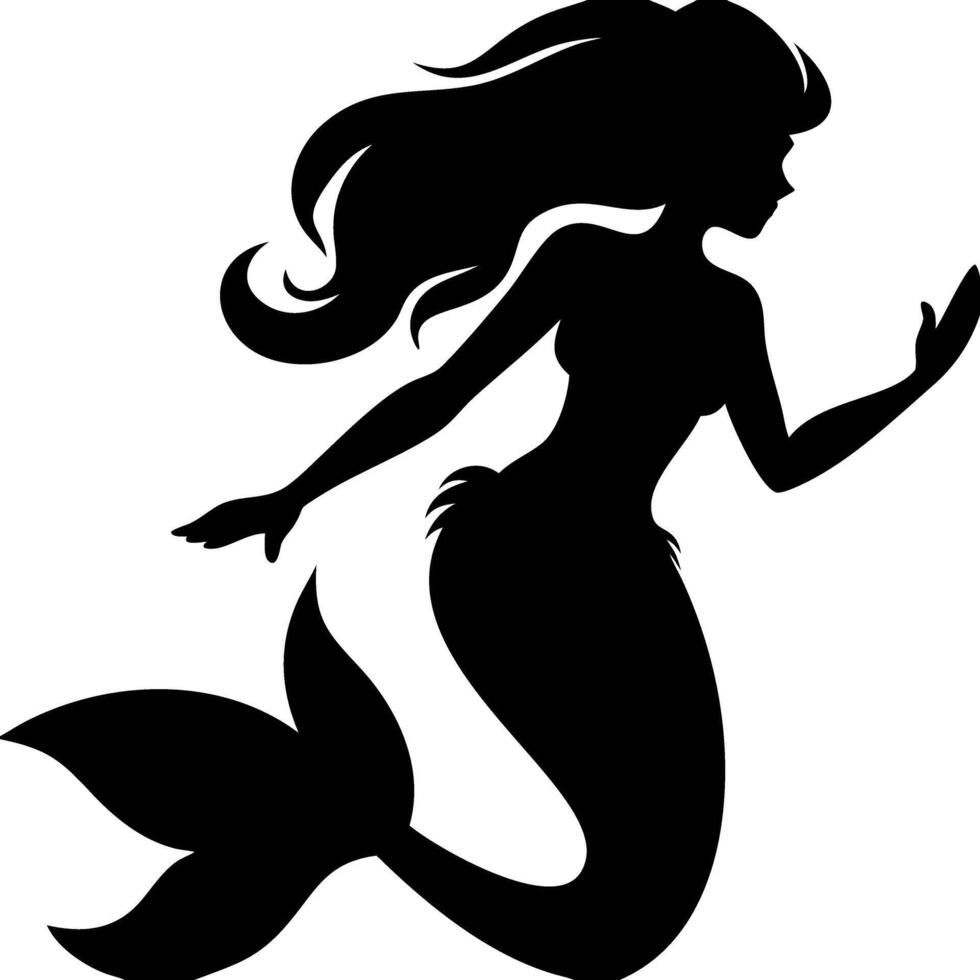 Silhouette Mermaid Art for Fantasy and Nautical Designs vector