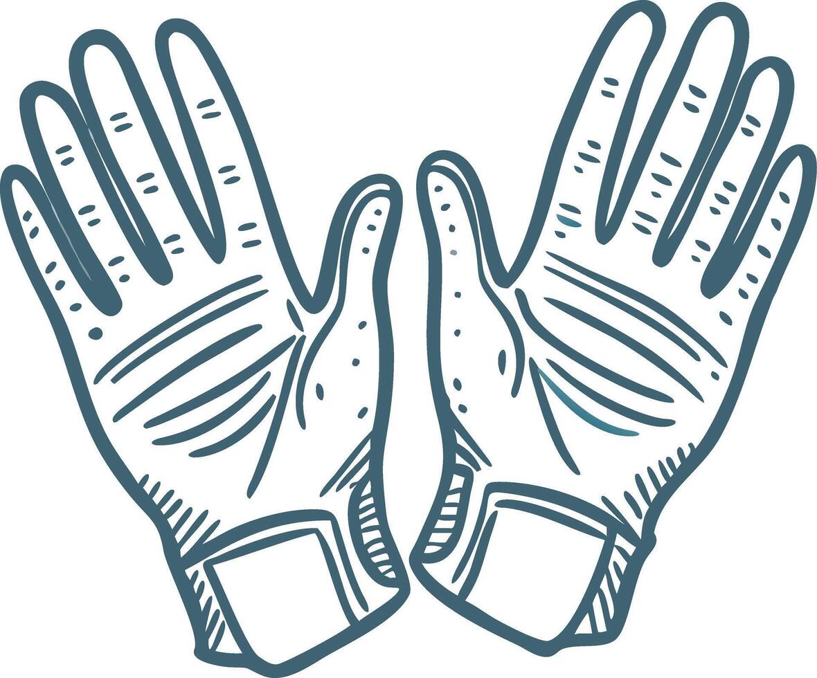 Illustration of Protective Work Gloves in Blue Outline Design vector