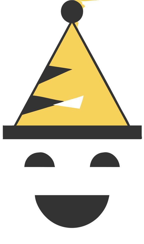 Happy Smiling Emoji Face Wearing Yellow Party Hat Illustration vector