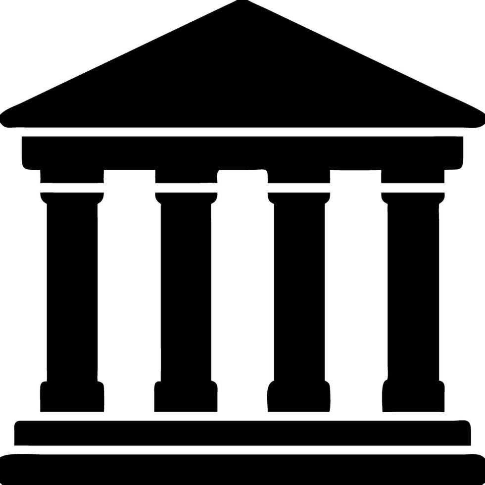 Classic Ancient Greek Roman Temple Silhouette for History and Architecture Projects vector