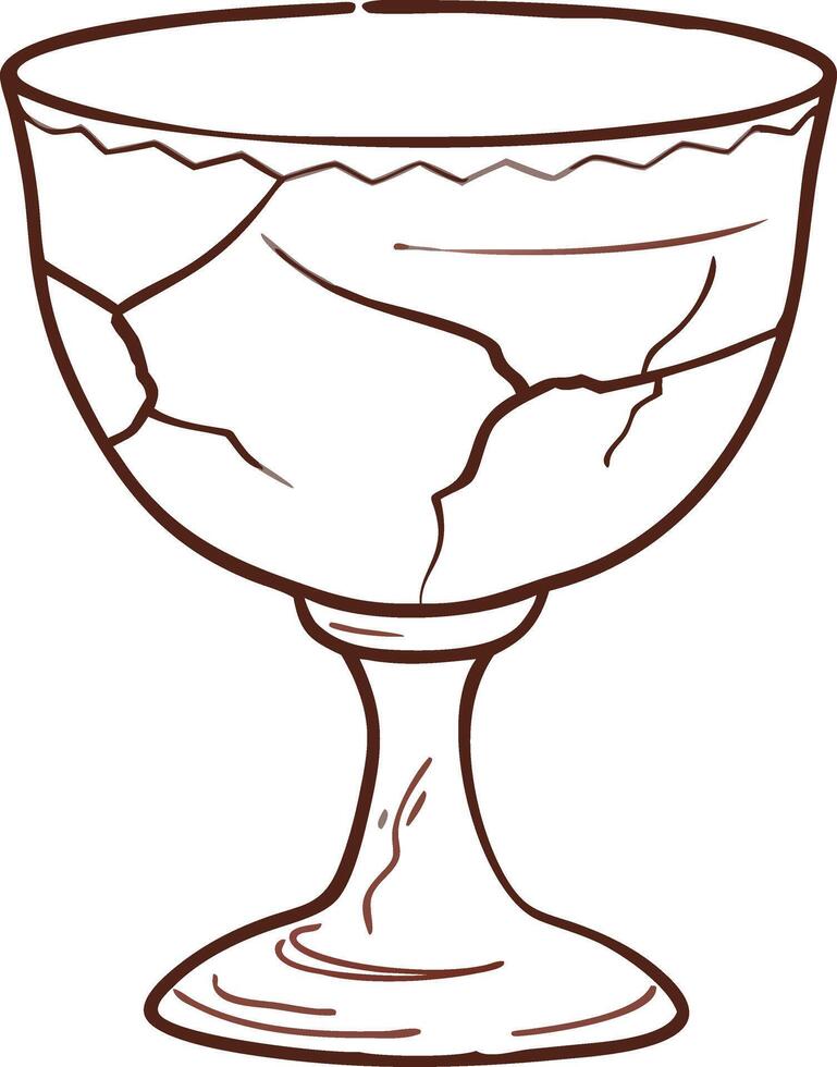 Cracked Wine Goblet Illustration Symbolizing Imperfection and Resilience vector