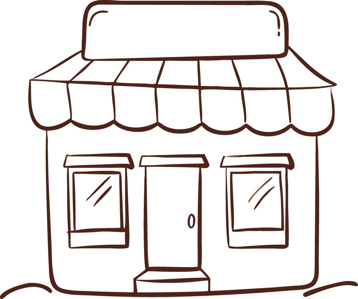 Simple Line Art Illustration of Small Storefront Building vector