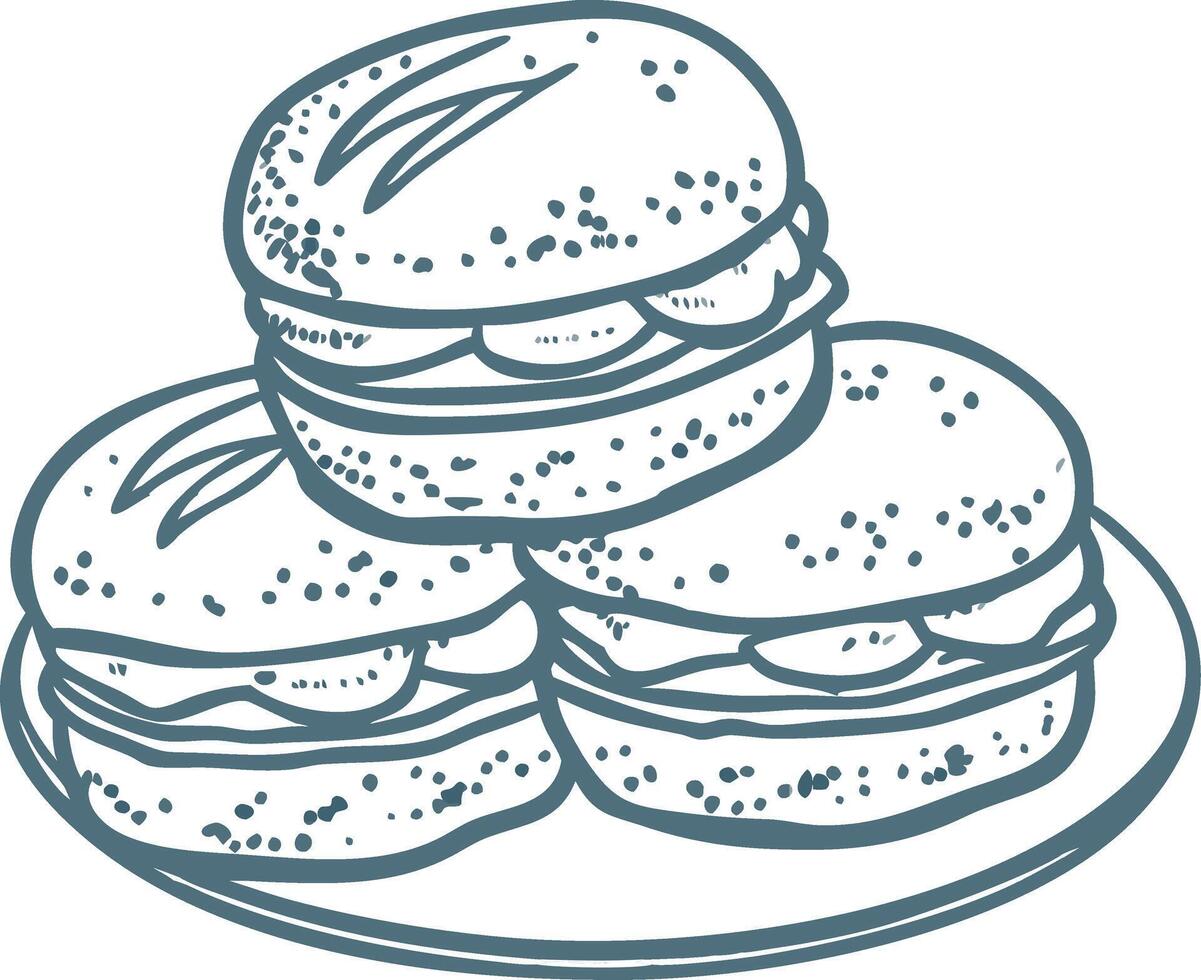 Hand Drawn Illustration of Sandwiches on a Plate for Cafe Menu Design vector