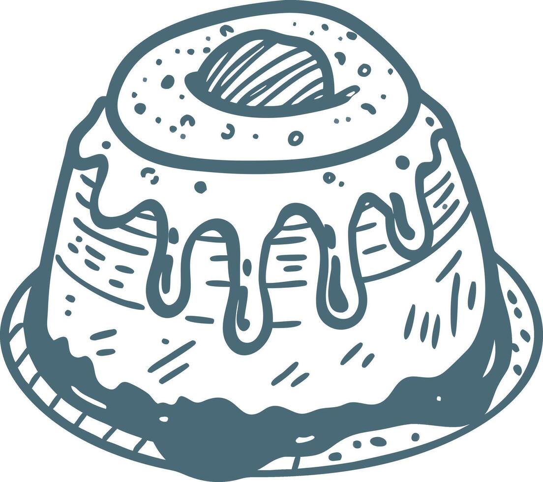 Hand Drawn Icing Covered Cinnamon Roll for Bakery and Dessert Illustrations vector