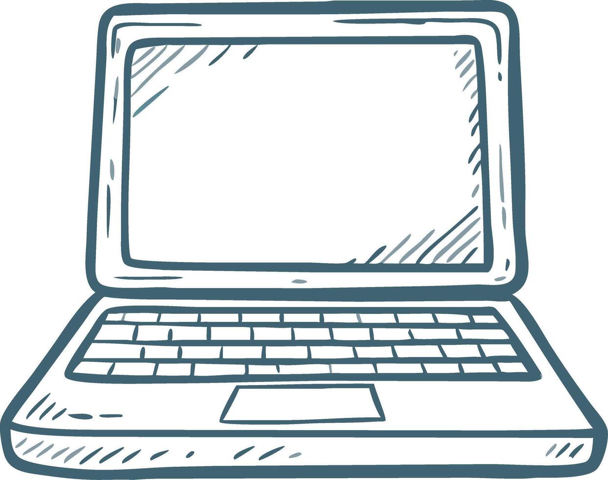 Illustration of Laptop Computer in Simple Hand Drawn Style vector