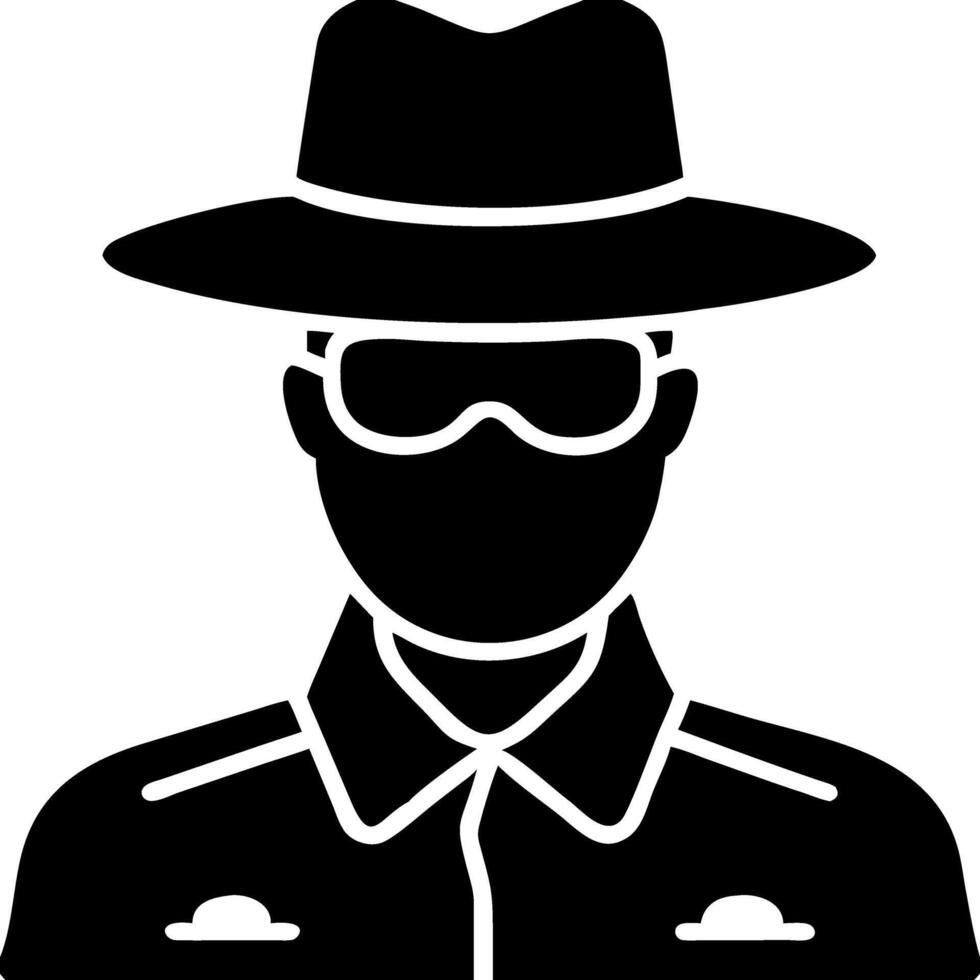Mysterious Spy Silhouette with Hat and Sunglasses Art vector
