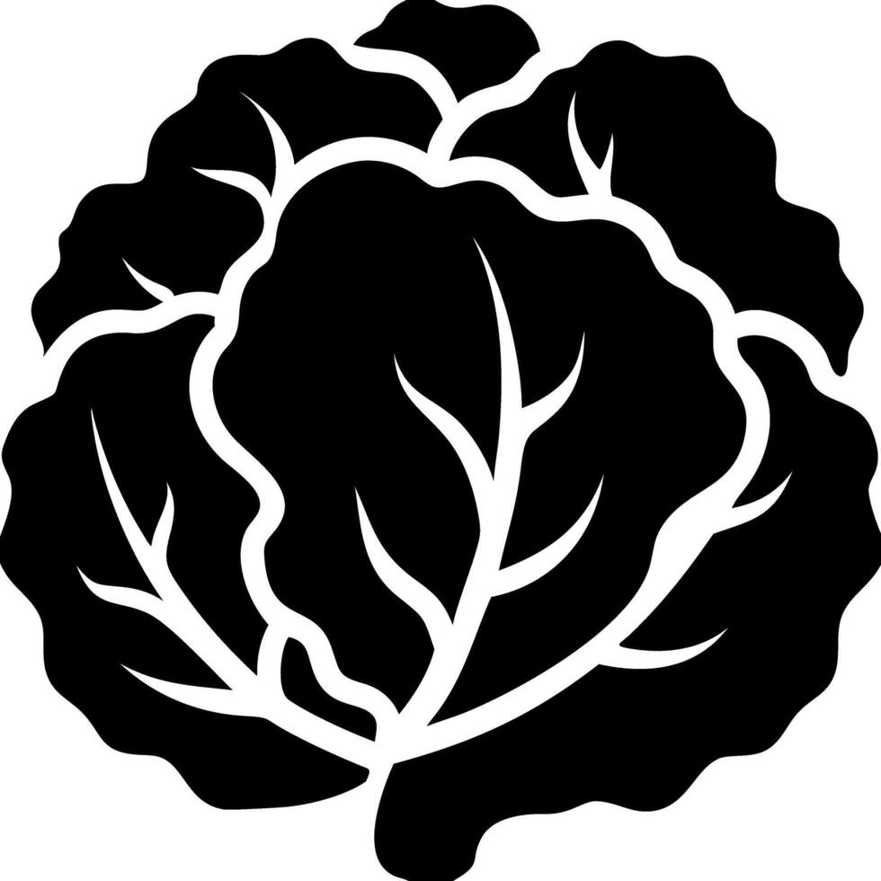 Black Cabbage Illustration Leafy Vegetable Silhouette Graphic Art Design vector