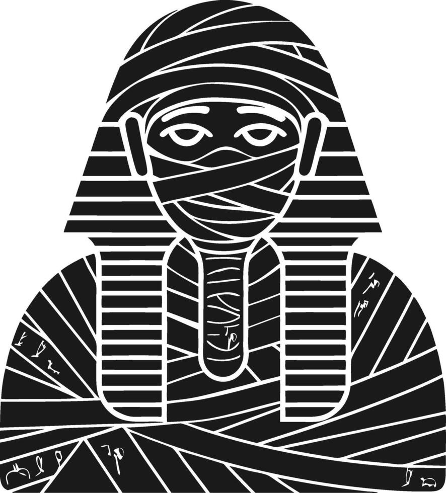 Ancient Egyptian Mummy Wrapped in Bandages with Hieroglyphic Symbols vector
