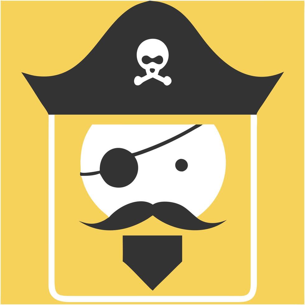 Pirateic Illustration with Eyepatch Mustache Hat and Skull Art vector