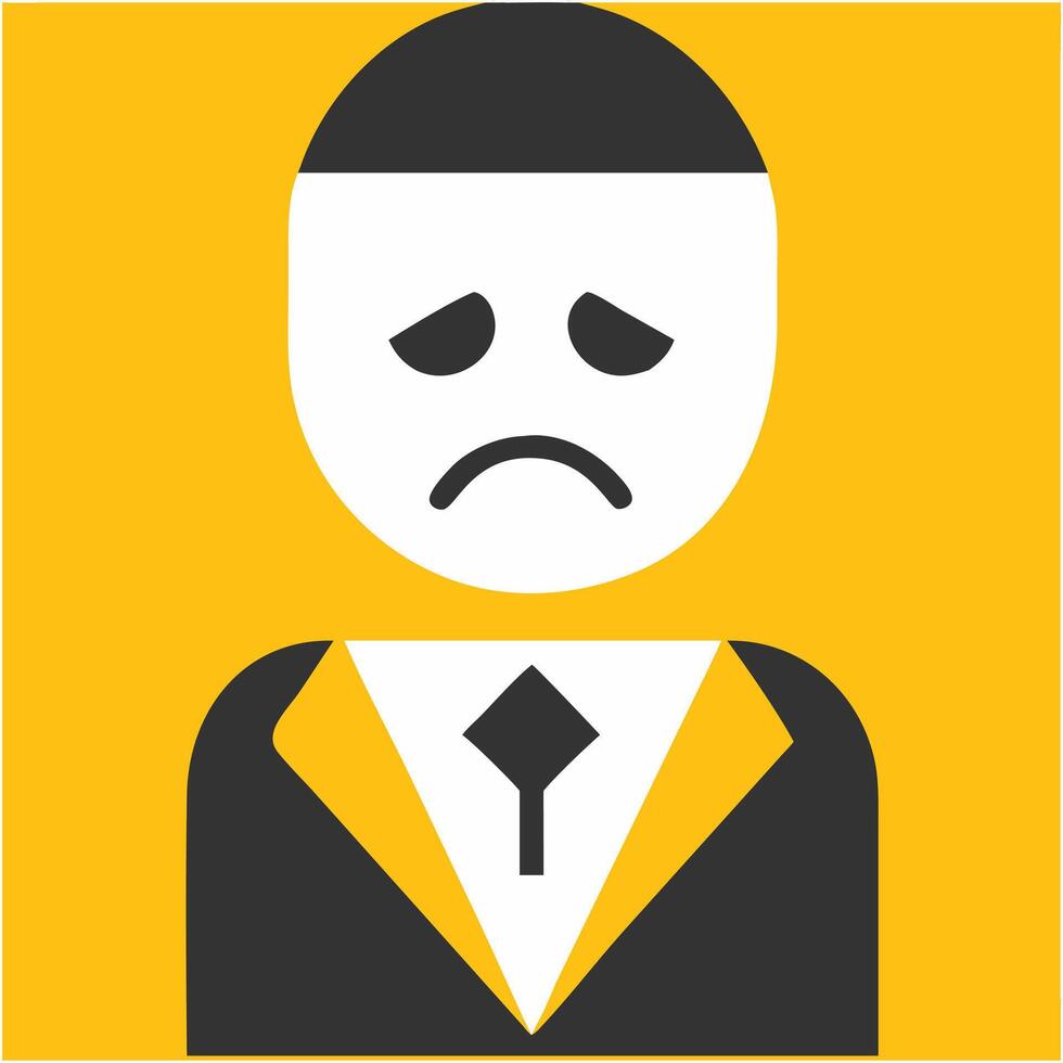 Sad Businessman Emotional Expression in Yellow Background vector