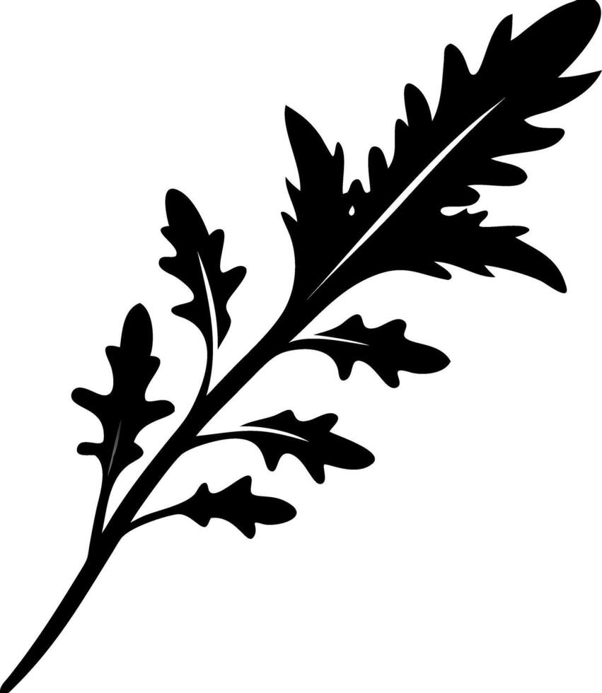 Black Silhouette Arugula Leaf Herb Illustration for Culinary Design vector