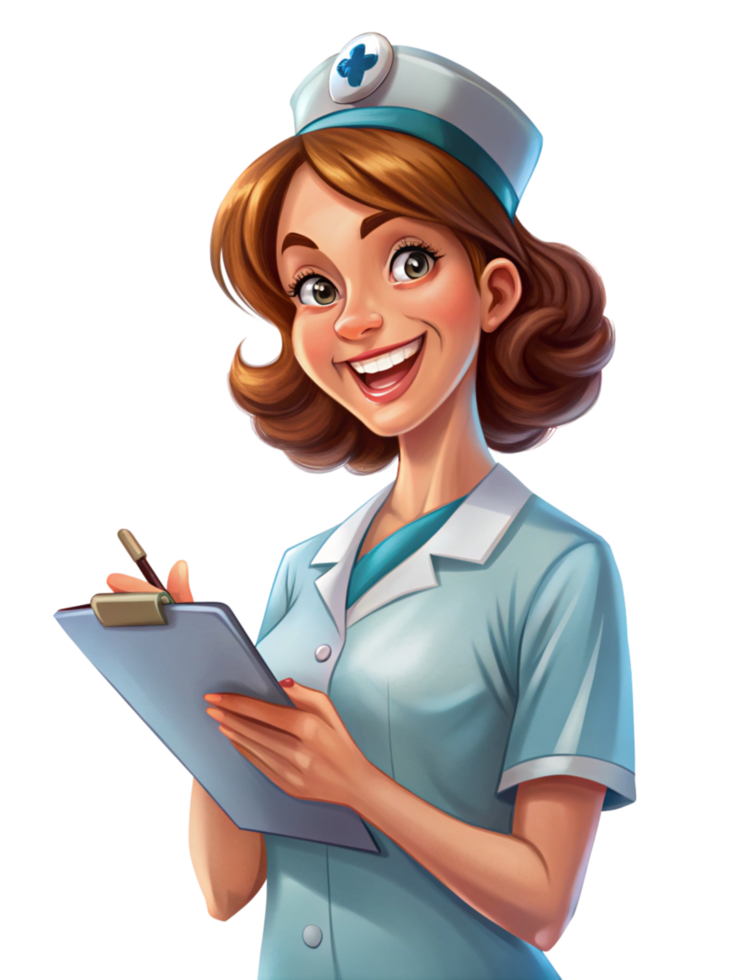 Nurse Ready to Assist Patients Holding Clipboard in Hand png