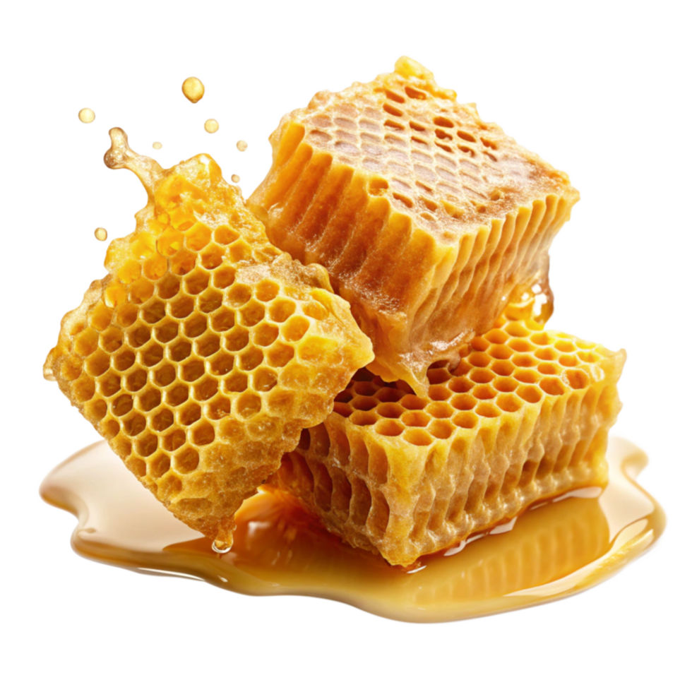 Honeycombs and Dripping Honey Splash Art png