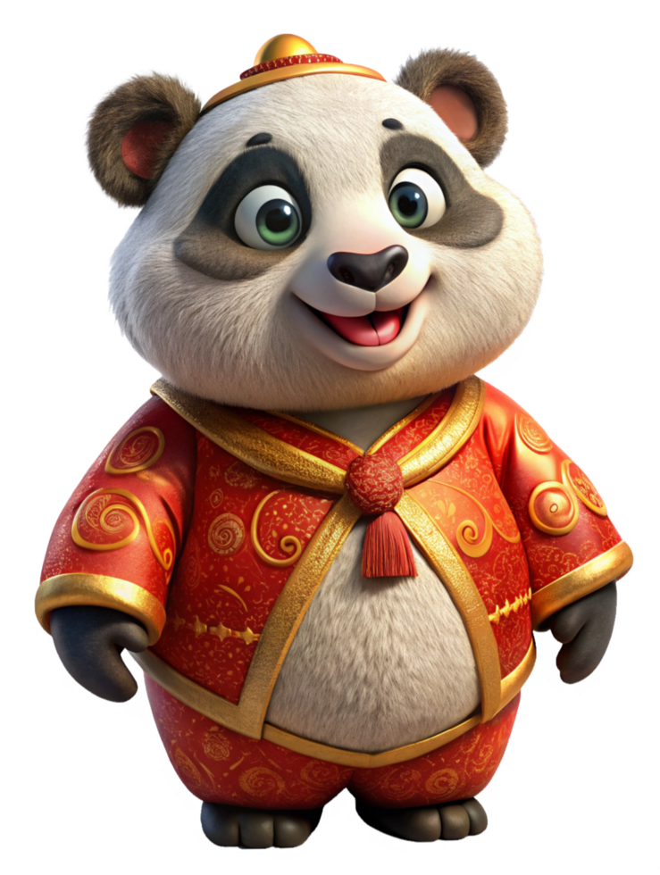 Panda Dressed in Traditional Chinese New Year Style png