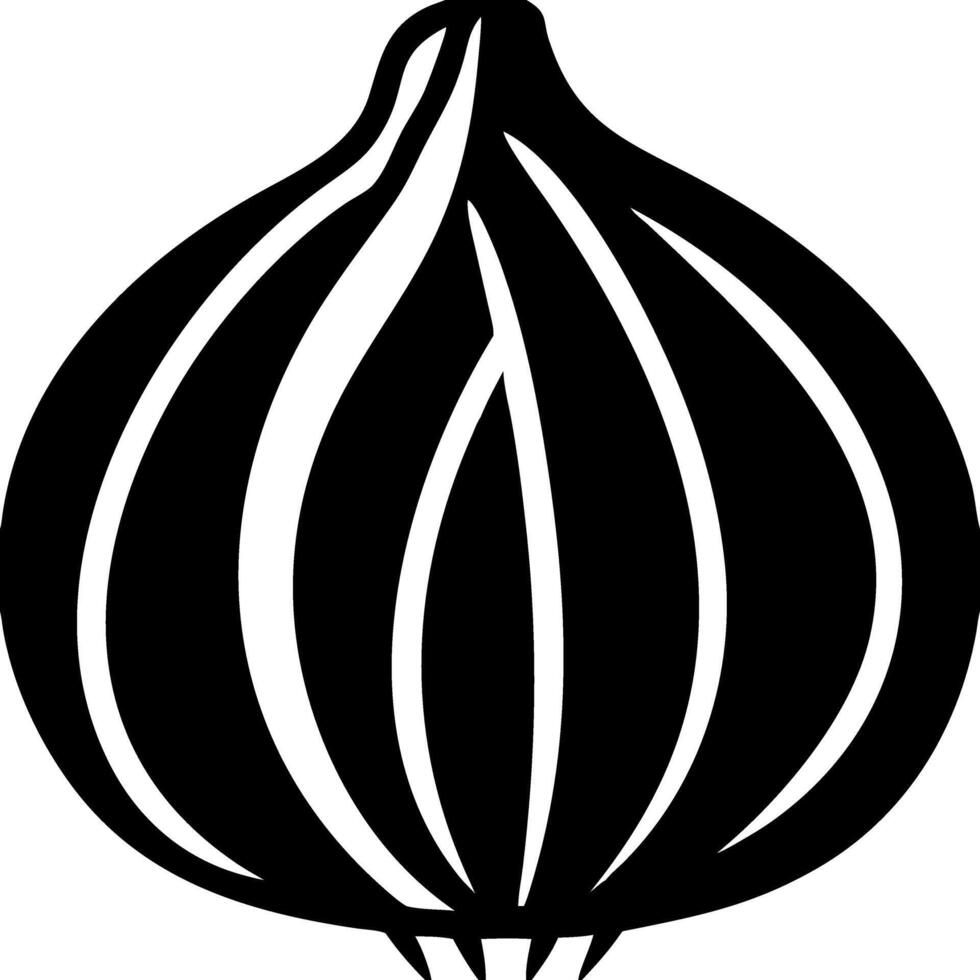 Black and White Onion Silhouette for Food and Design Themes vector