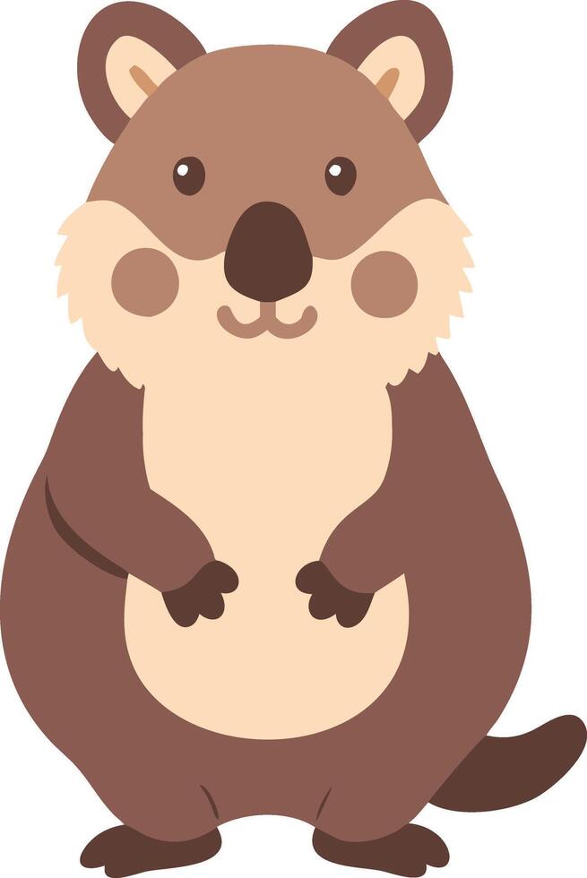 Cute Quokka Cartoon Illustration Happy Australian Animal Art vector