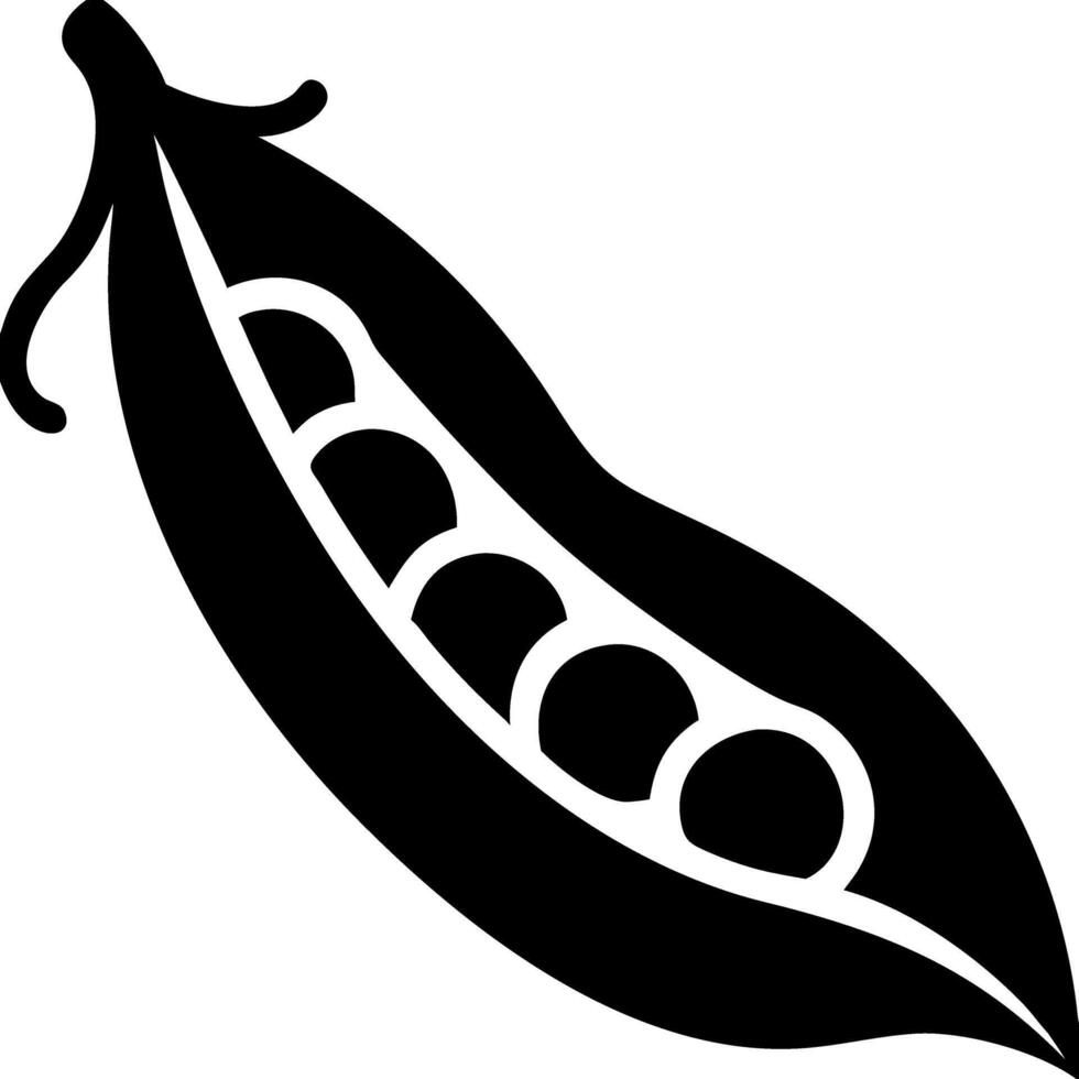 Black Silhouette of Pea Pod with Peas for Culinary and Agriculture Themes vector