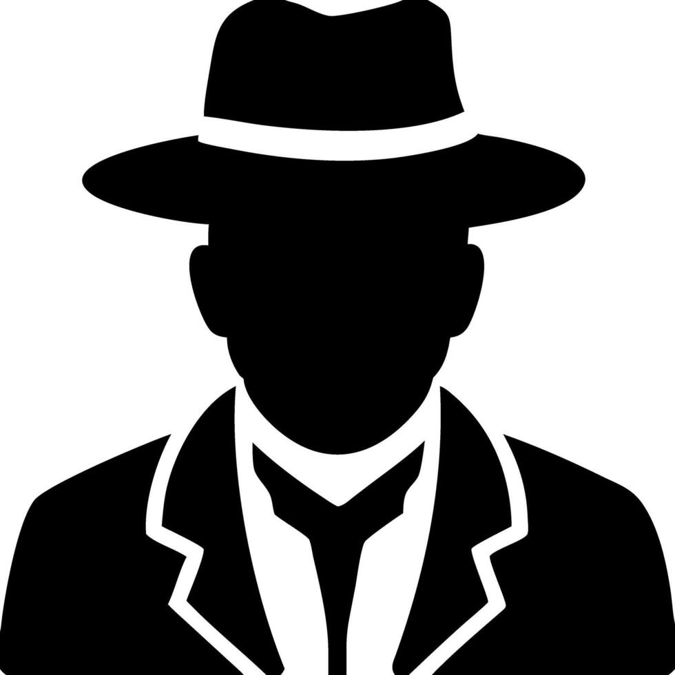 Mysterious Detective Silhouette with Hat and Suit Illustration vector