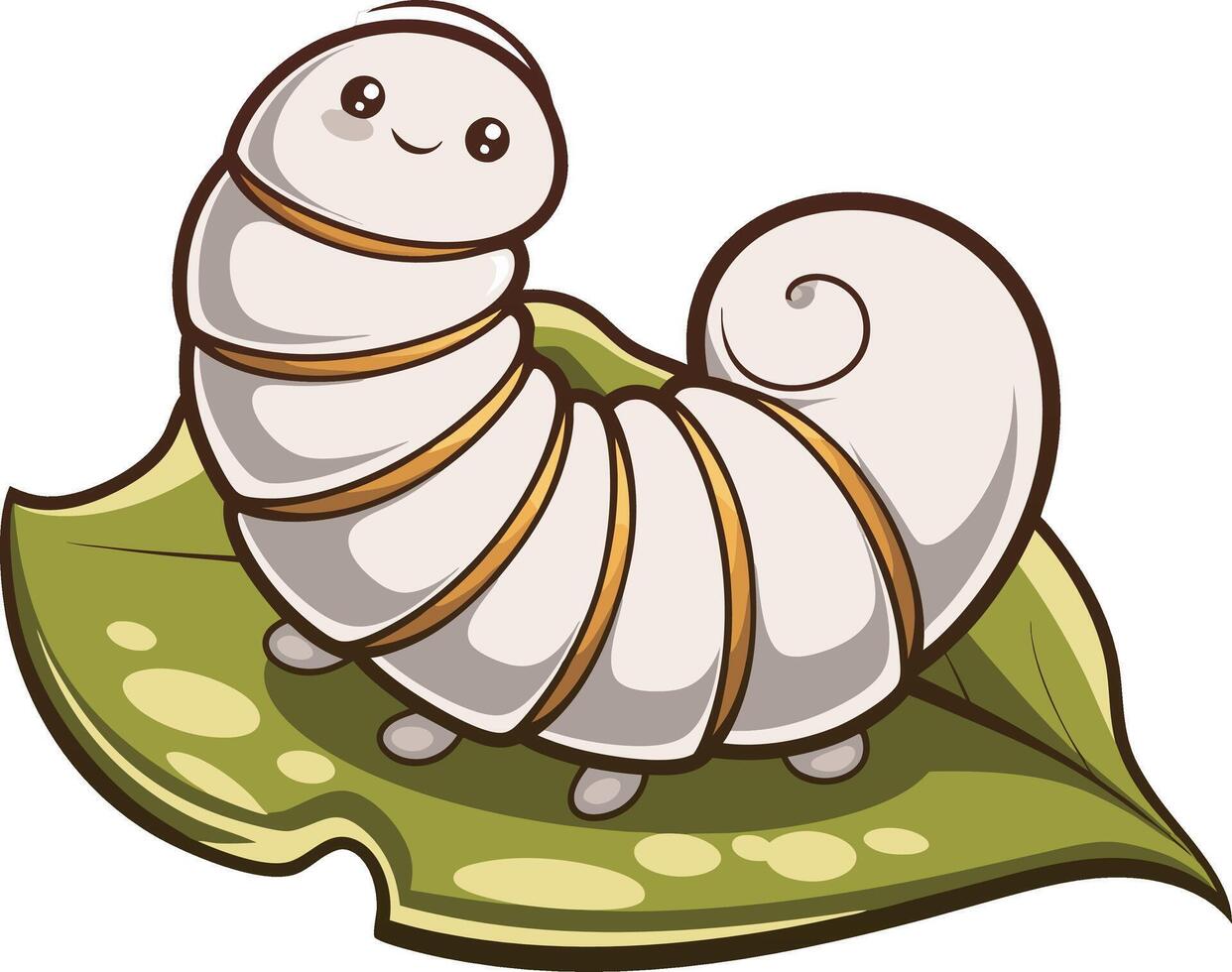 Cute Cartoon Caterpillar on Leaf Illustration for Children and Nature Themes vector