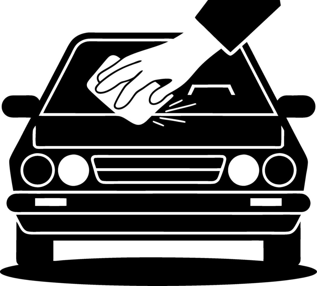 Car Cleaning Hand Wiping Front Windshield for Auto Detailing Services vector