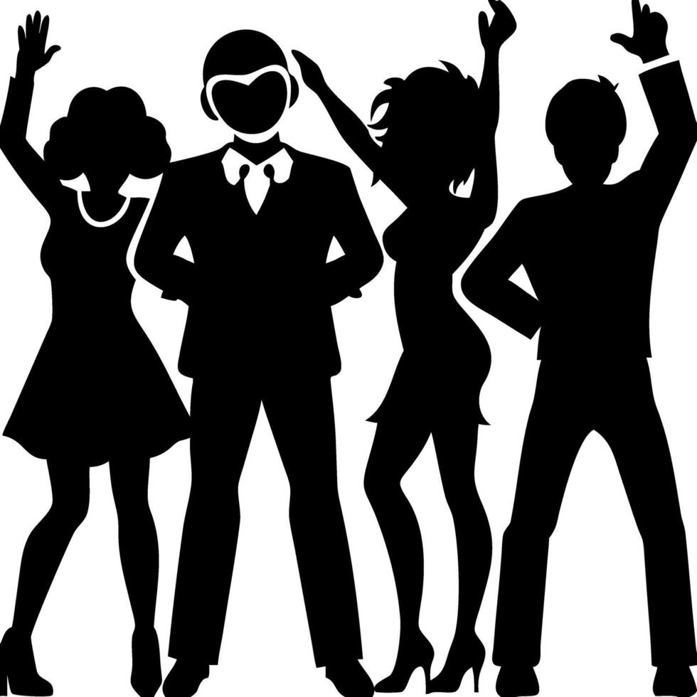 Silhouette People Dancing Party Celebration Illustration Design vector