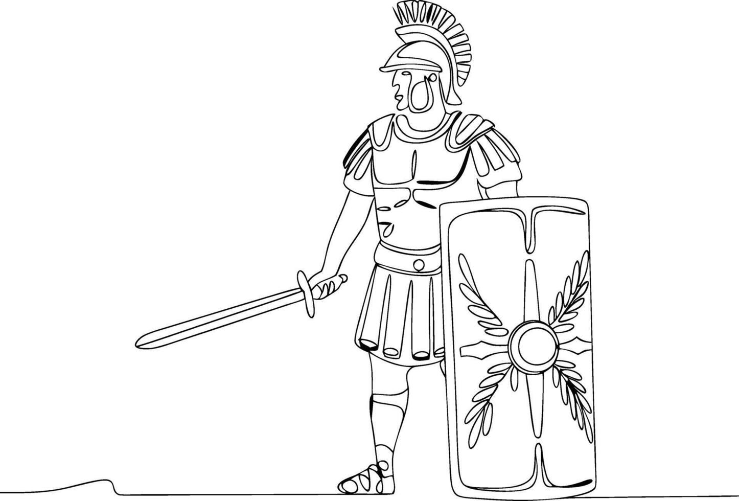 Roman Soldier Illustration with Shield and Sword vector