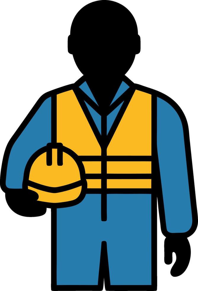 Construction Worker Safety Gear with Hard Hat and Vest vector